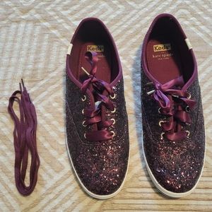 Burgundy Sparkly Keds by Kate Spade
